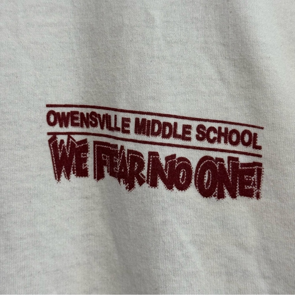 Vintage Owensville Middle School Band Free Us Single Stitch 1997 White Tee XL - Picture 3 of 7